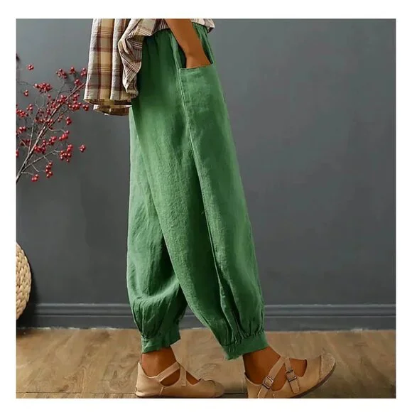 Utoimkio Women's Linen Harem Pants - Picture 3 of 9